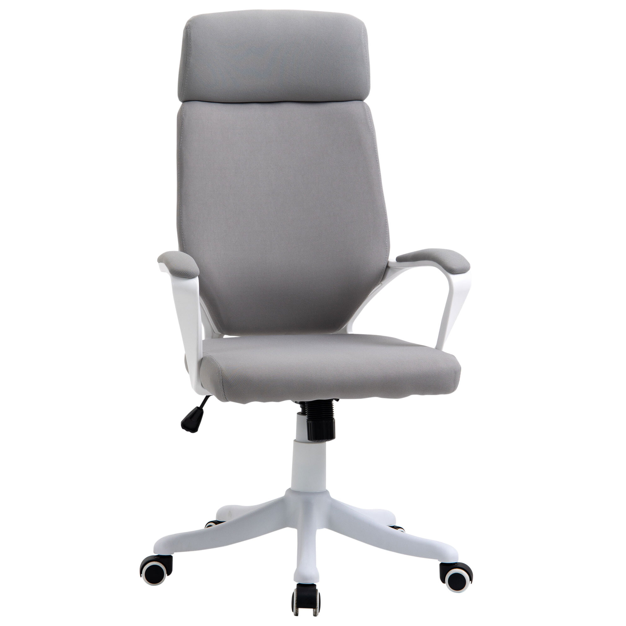 Silla de Oficina Ergonómica Silla Escritorio Giratoria Ajustable en Altura con Reposabrazos Reposacabezas y Respaldo Alto 63x65x112-120 cm Gris