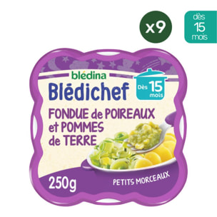 9 Assiettes Fondue de Poireaux et Pommes de terre - Bledina Bledichef - Dès 15 mois