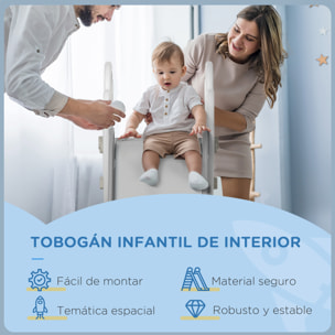 Tobogán Infantil Tobogán para Niños de 18-36 Meses con 3 Escaleras Antideslizantes Carga 30 kg para Interior Hogar 157x46,5x80 cm Gris y Blanco