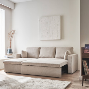 Canapé d'angle convertible réversible 3 places velours côtelé IDA