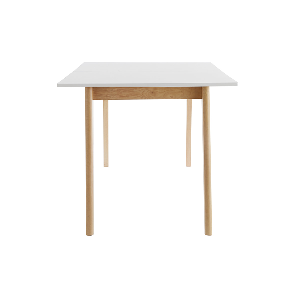 Table extensible rallonges intégrées rectangulaire blanche et bois clair L160-205 cm SWAD