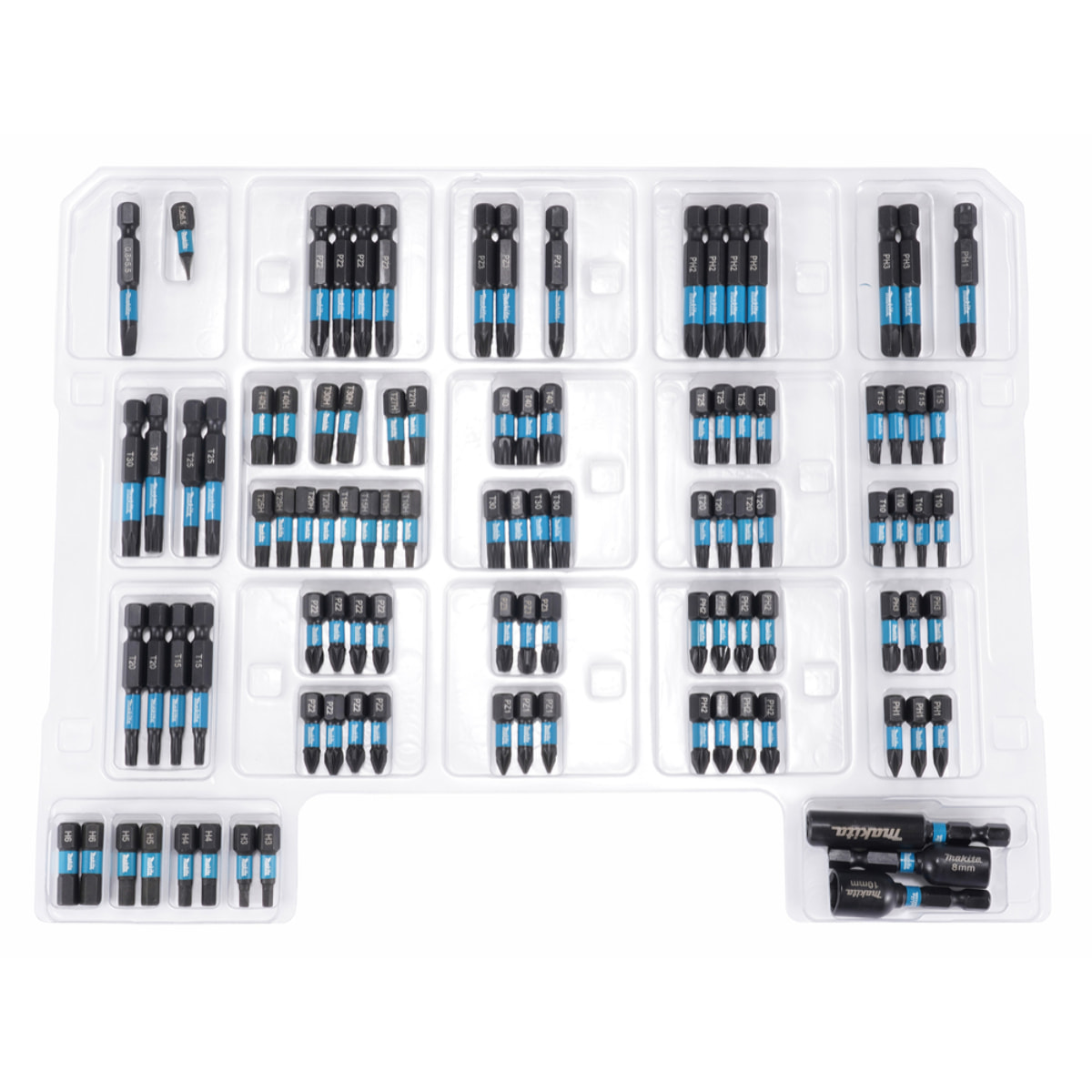 Coffret d'embouts 100 pcs + compartiments de rangement - MAKITA - E-24826