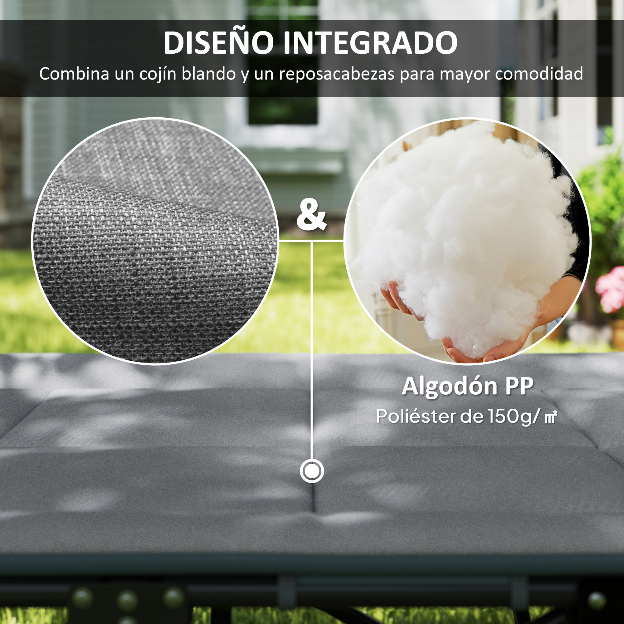 Cama Plegable Camping Cama de Acampada Portátil Tumbona de Camping con Reposacabezas y Bolsillo Lateral Carga 150 kg para Playa Senderismo 187x67x37 cm Gris