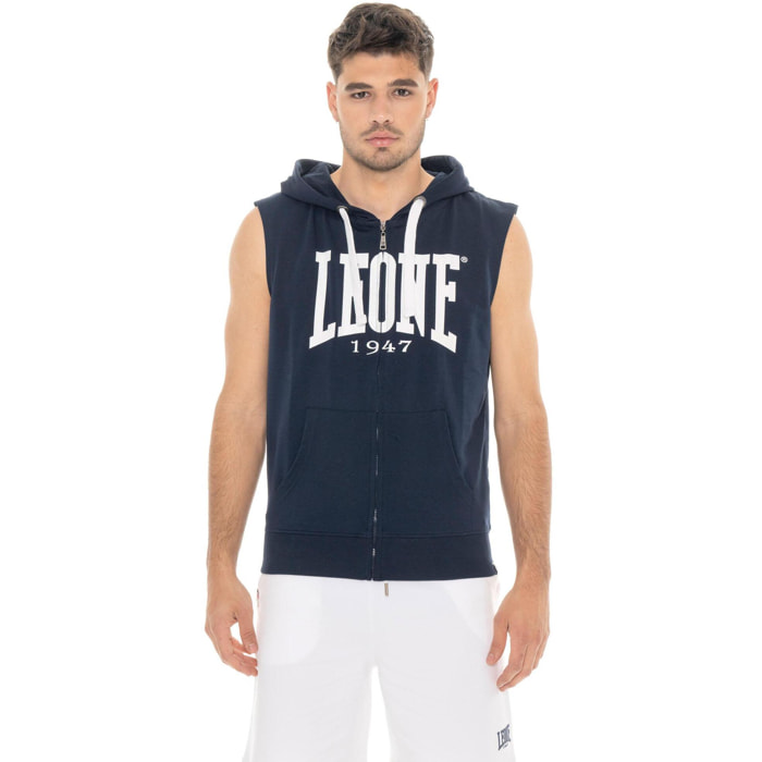 Felpa da uomo con cappuccio e zip senza maniche non felpata Leone Basic