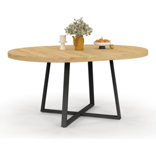 Table à manger ronde extensible Sana Ø110-150cm bois et noir