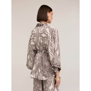 Motivi - Kimono de satén con estampado - Blanco