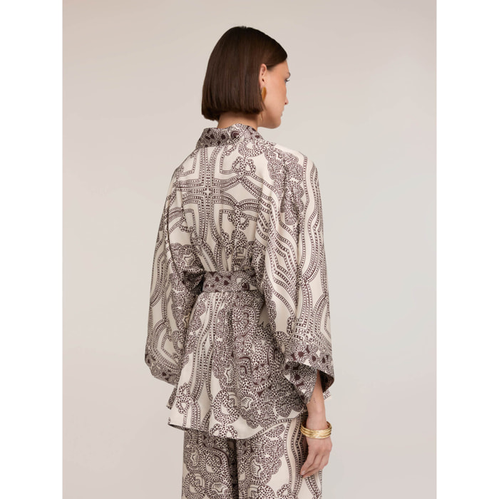 Motivi - Kimono de satén con estampado - Blanco