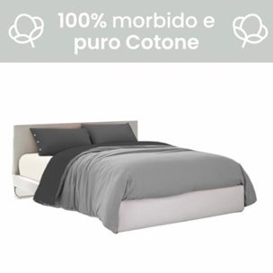 Intrecci Parure Copripiumino Bicolore 100% Cotone 255x240 , Matrimoniale