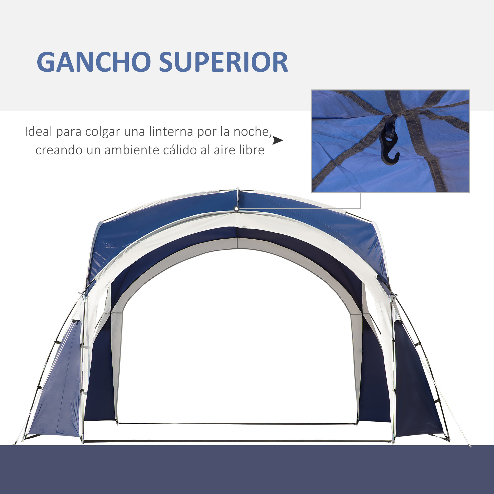 Toldo de Refugio 3,5x3,5 m Toldo Camping Plegable con Gancho Bolsa de Transporte Impermeable y Protección UV para Terraza Playa Picnics Azul