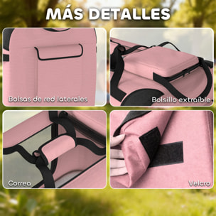 Transportín para Perros Plegable, 60x41,5x41 cm, Transportín para Mascotas con Ventanas de Malla, Cojín Suave, y 2 Asas, Bolsa de Transporte para Mini Perros, Gatos, Rosa