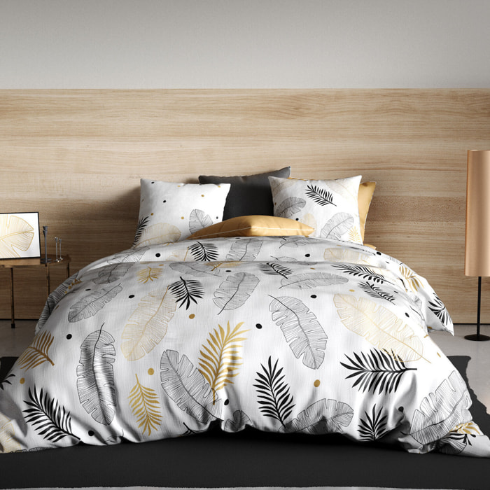 Parure housse de couette imprimé 100% coton - envole - gris
