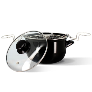 Friteuse en acier émaillé noir 26cm
