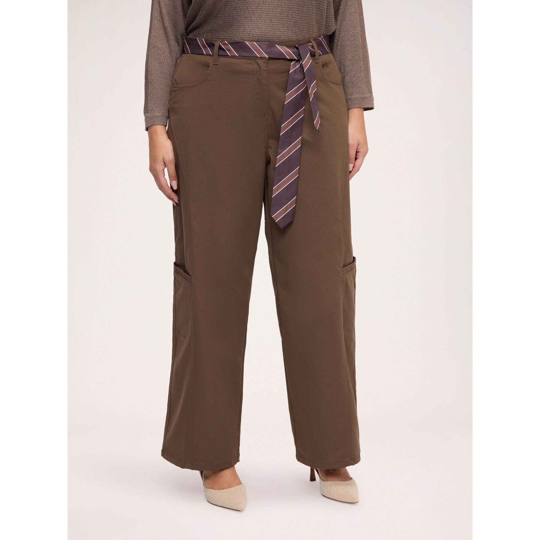 Fiorella Rubino - Pantaloni Cargo con cintura - Marrone