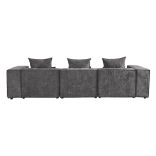 Divano angolare in tessuto grigio scuro 323x118-205x68 cm - Deluxe