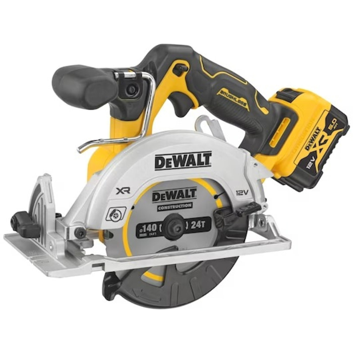 Scie Circulaire 140 mm XR 12V Brushless - DEWALT - avec 2 batteries 12V 5.0Ah - chargeur - TSTAK - DCS512P2-QW