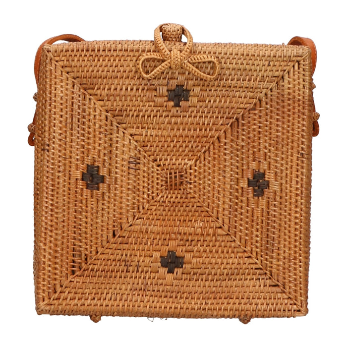 Borsa a tracolla da donna - Modello Lara - Rattan - 20.0 x 20.0 x 7.0 cm