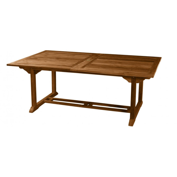 HANNA - Table de jardin 10/12 personnes - rectangulaire double extension 200/300 x 120 cm en bois Teck huilé