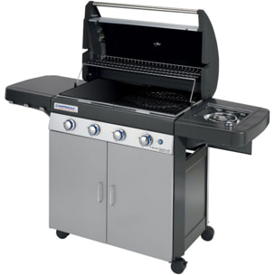 Barbecue gaz CAMPINGAZ 4 Séries Classic LXS inox noir 4 brûleurs sur chariot, 78x45 cm