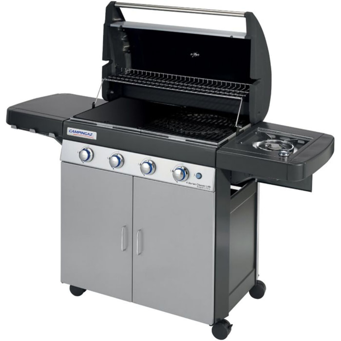 Barbecue gaz CAMPINGAZ 4 Séries Classic LXS inox noir 4 brûleurs sur chariot, 78x45 cm