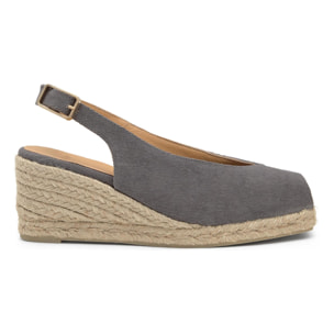 Alpargata destalonada Diana estilo peep-toe en algodón orgánico lavado