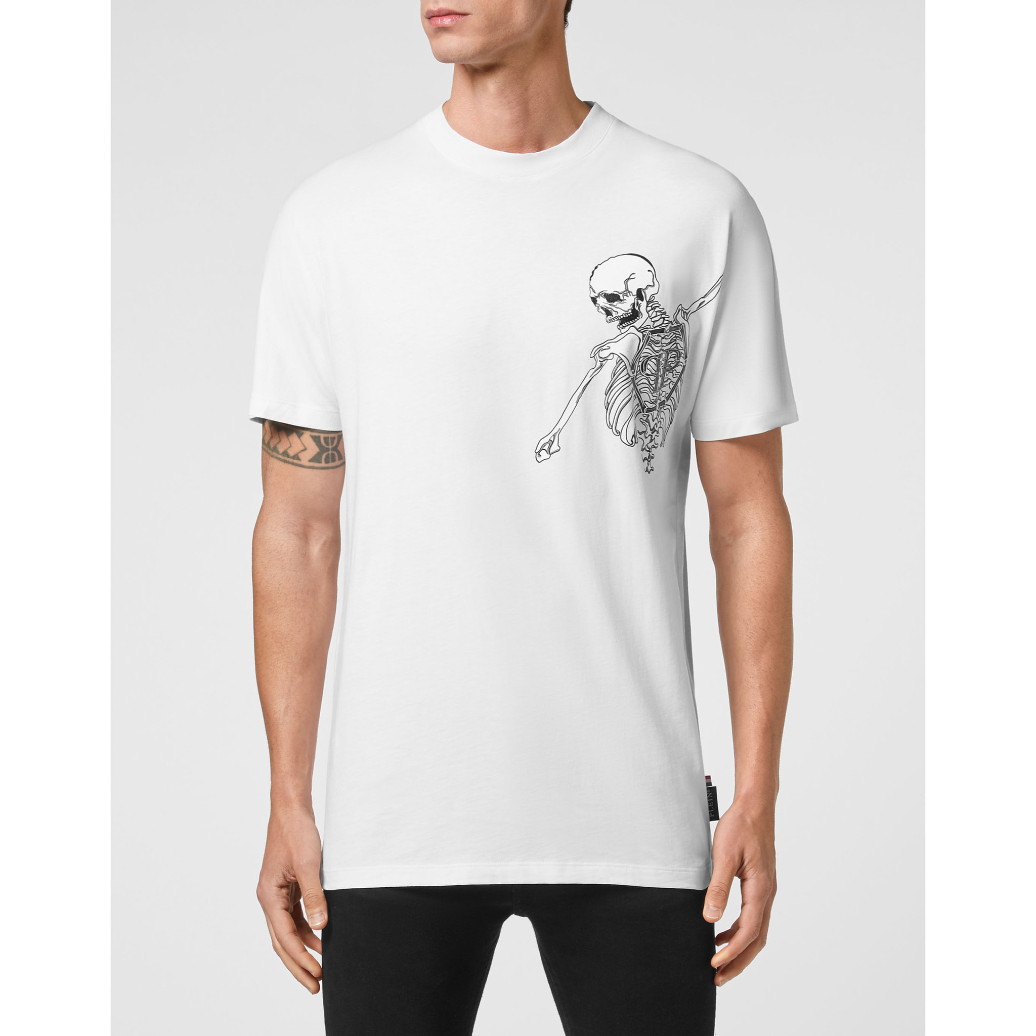 PHILIPP PLEIN Camiseta de cuello redondo y manga corta SKELETON