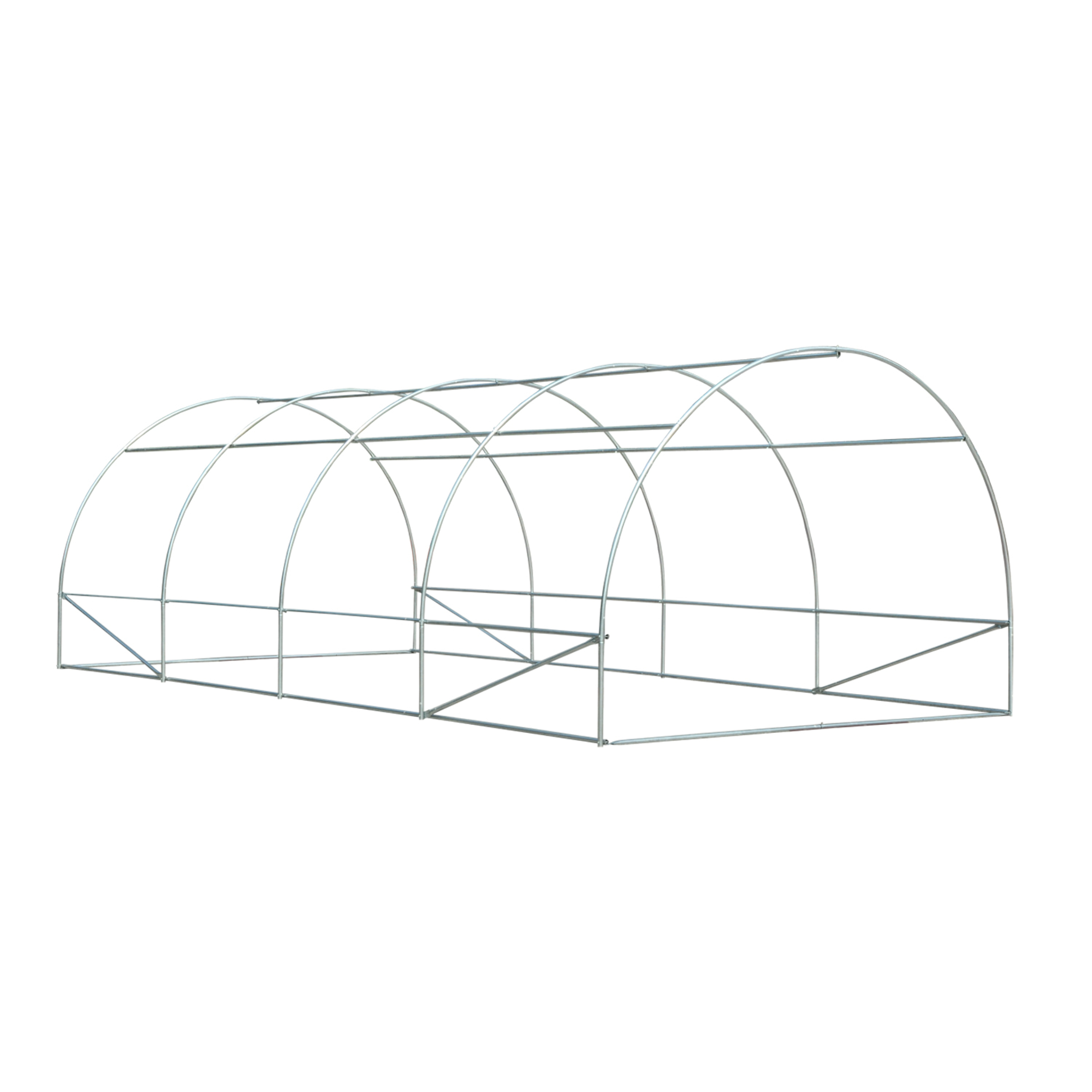 Serre de jardin tunnel surface sol 18 m² 6L x 3l x 2H m châssis tubulaire renforcé 24 mm 8 fenêtres blanc