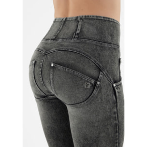 Jeans push up WR.UP® vita alta superskinny denim navetta marble e strappi