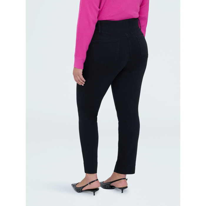 Fiorella Rubino - Jeggings en denim negro con botones decorativos - Negro