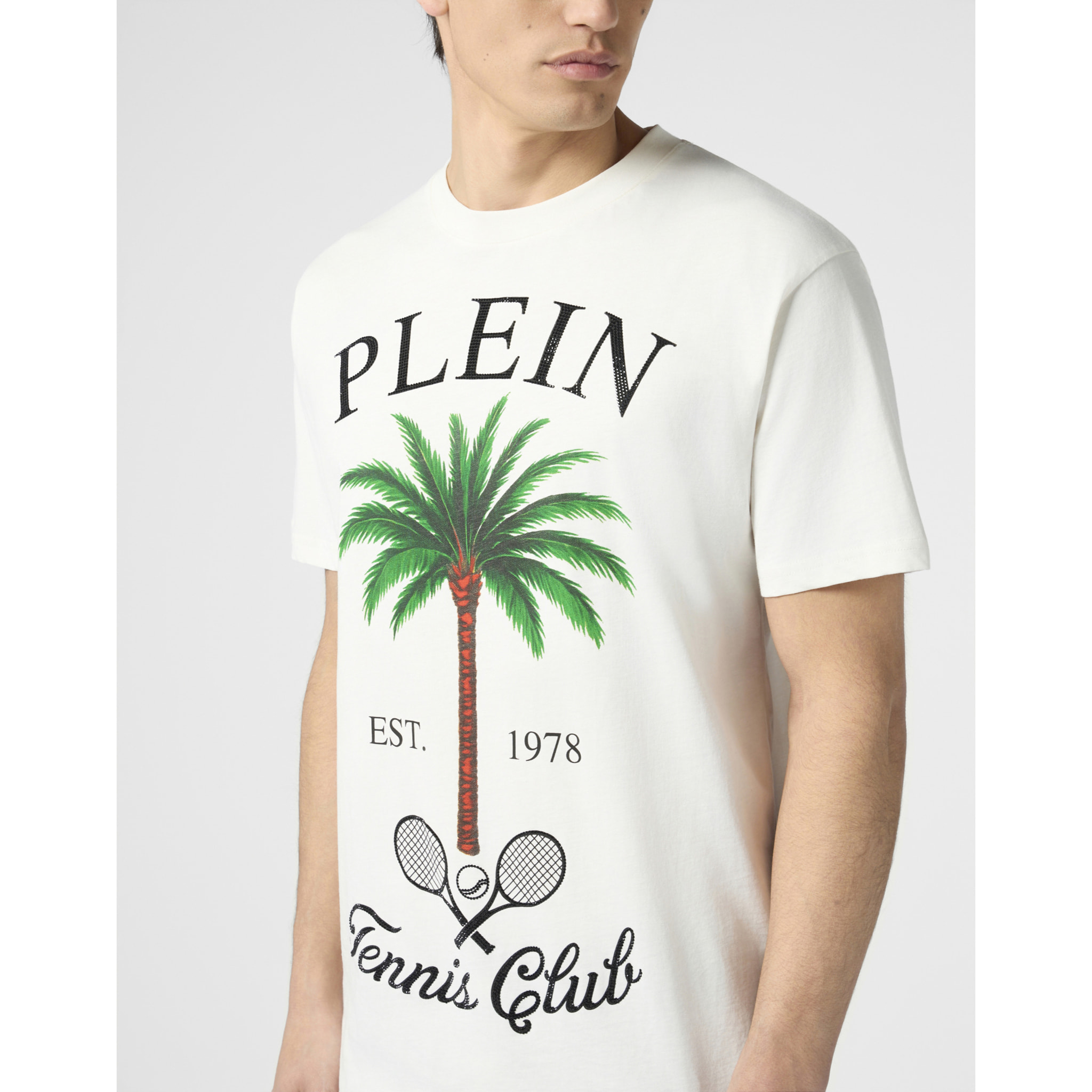 PHILIPP PLEIN Round Neck T-Shirt Tennis Club Stones