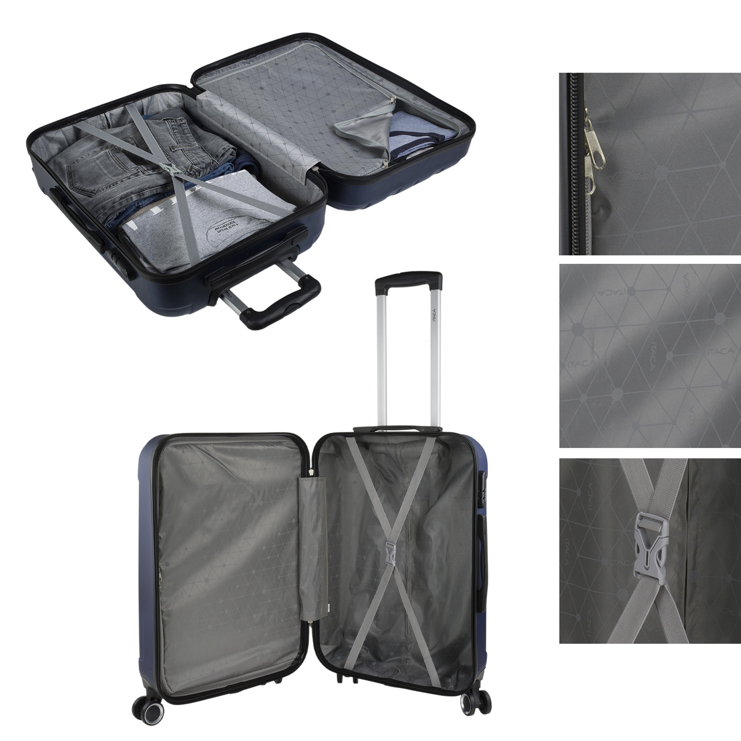 Trolley Mediano 60 Cms  Y Neceser Itaca Diamond Marino
