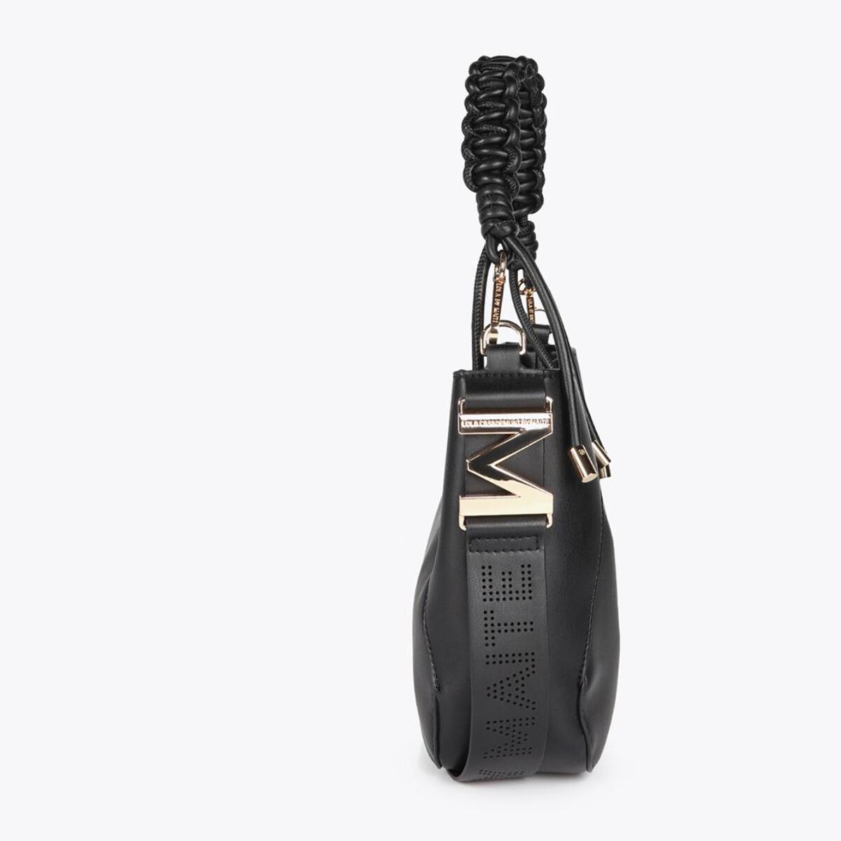 Borsa con manico intrecciato effetto pelle