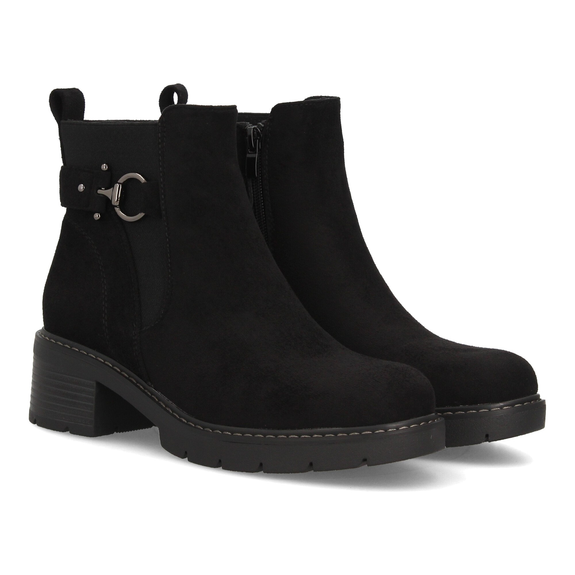 Botines para mujer con hebilla y tacón