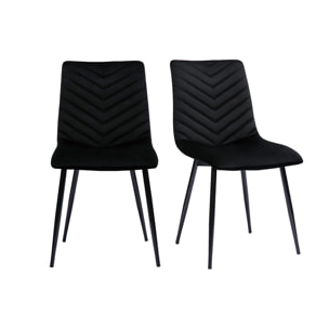 Chaises design noires en tissu velours et métal (lot de 2) PUMPKIN