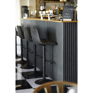 Set 2 sgabelli da bar Middelfart in microfibra grigio scuro con base nera