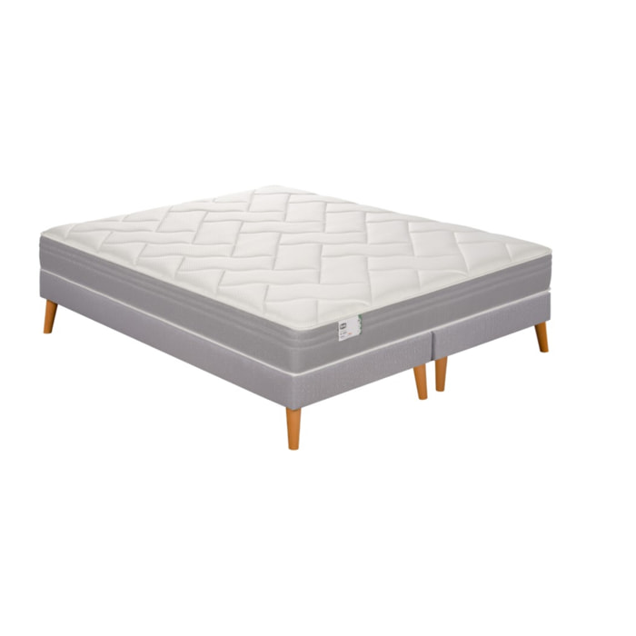 Ensemble L'ADORABLE matelas H23 ressort ensachés, très ferme, 2 sommiers