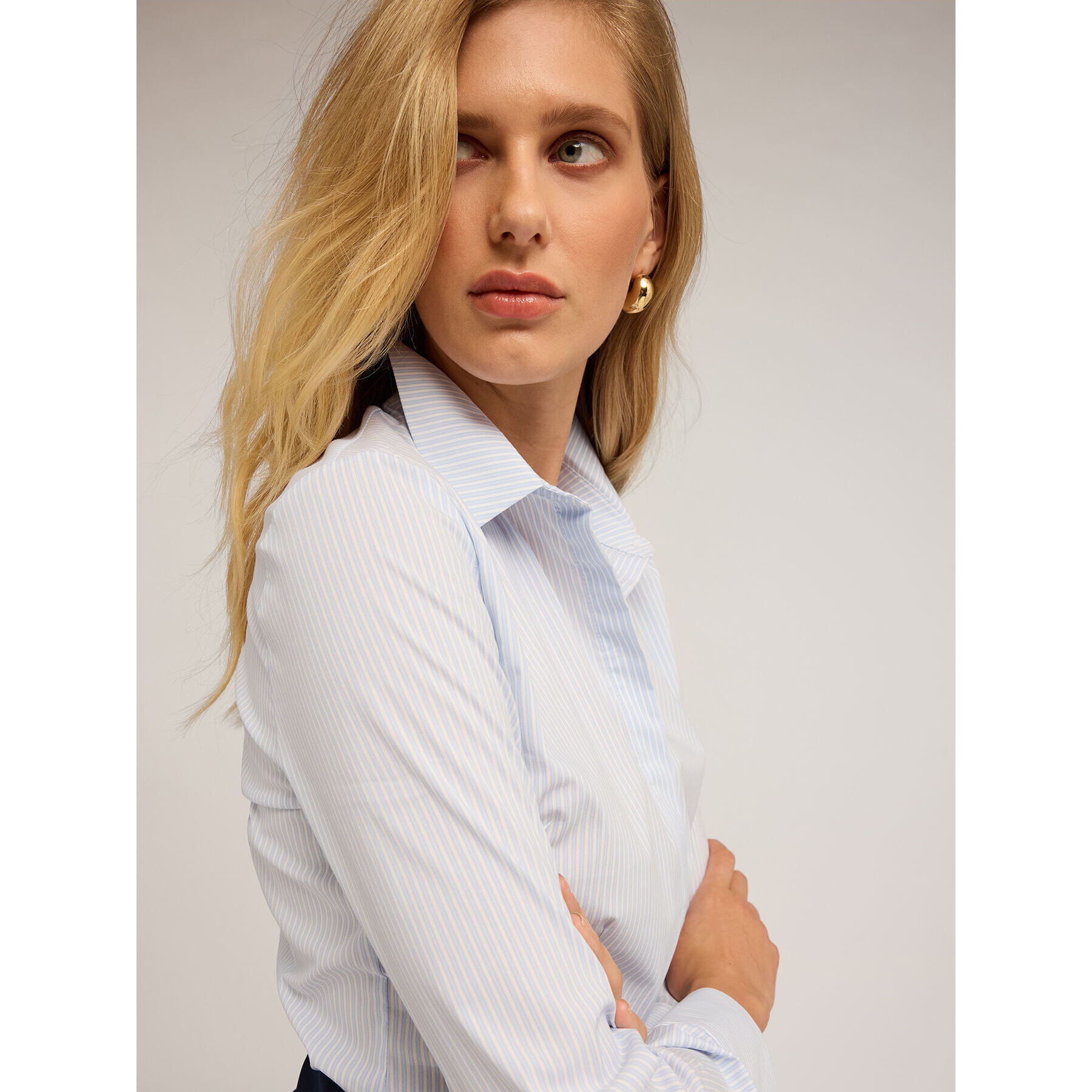 Motivi - Camicia in popeline a righe - Azzurro