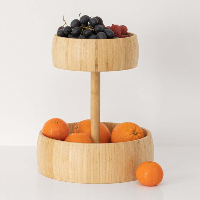 Corbeille à fruit 2 niveaux bambou