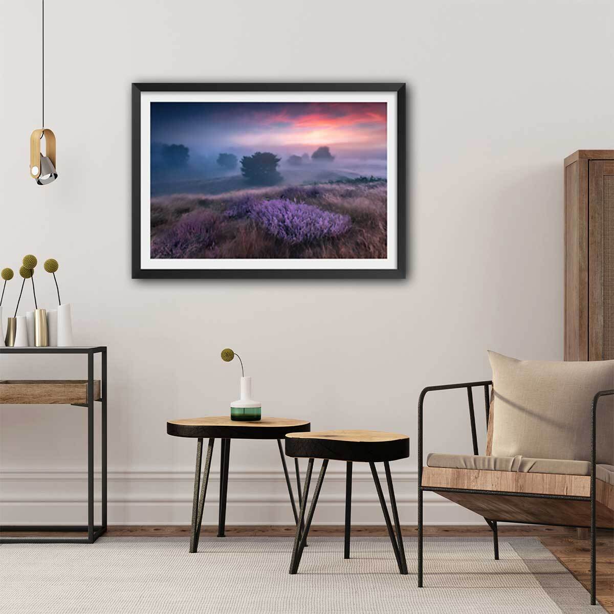 Poster couleur chaude et lavandin Affiche sous cadre noir