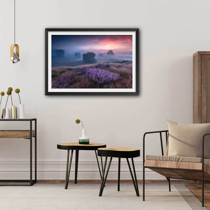Poster couleur chaude et lavandin Affiche sous cadre noir