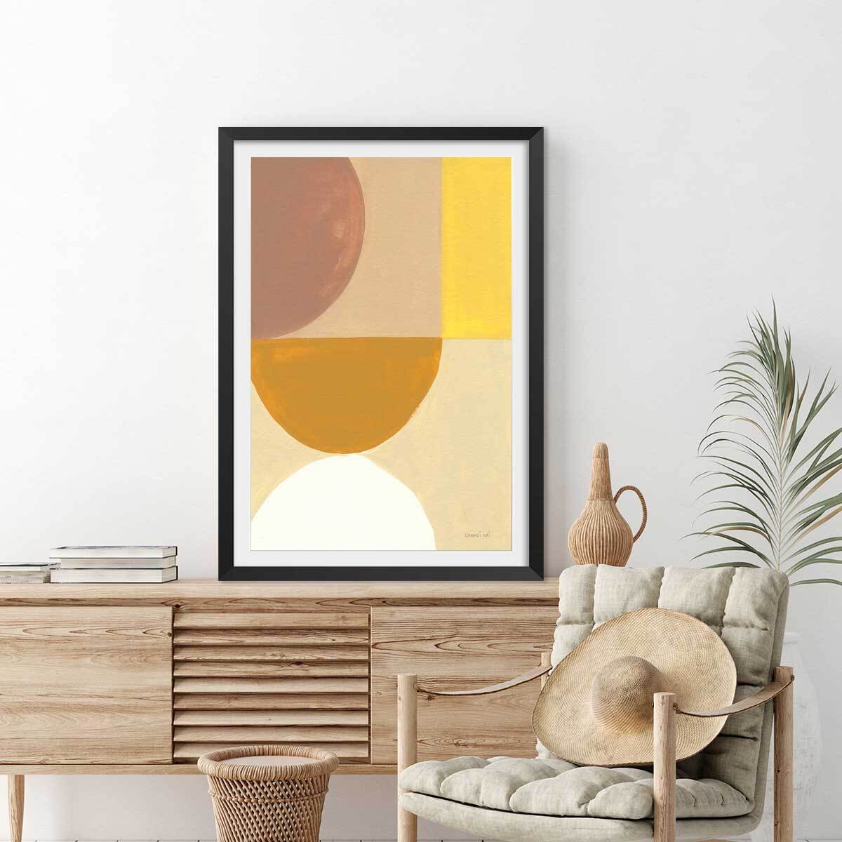 Affiche Soleil retro 50's Affiche sous cadre noir