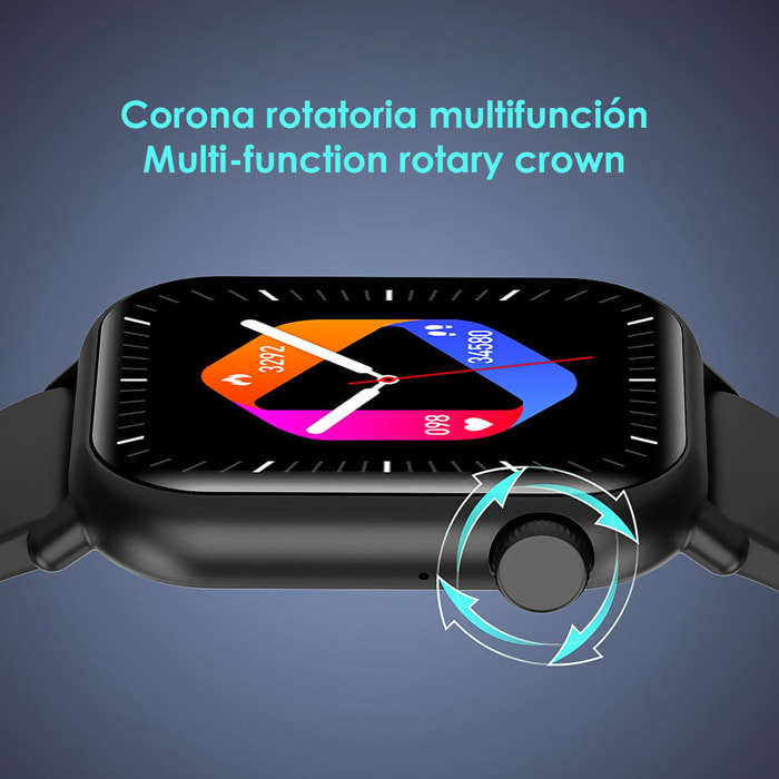 Smartwatch ZW27 con termometro corporeo e misuratore di pressione sanguigna. Modalità sportive, notifiche app, sommergibile.