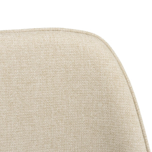 TOM - Lot de 2 chaises tissu écru dossier droit pieds acier noir