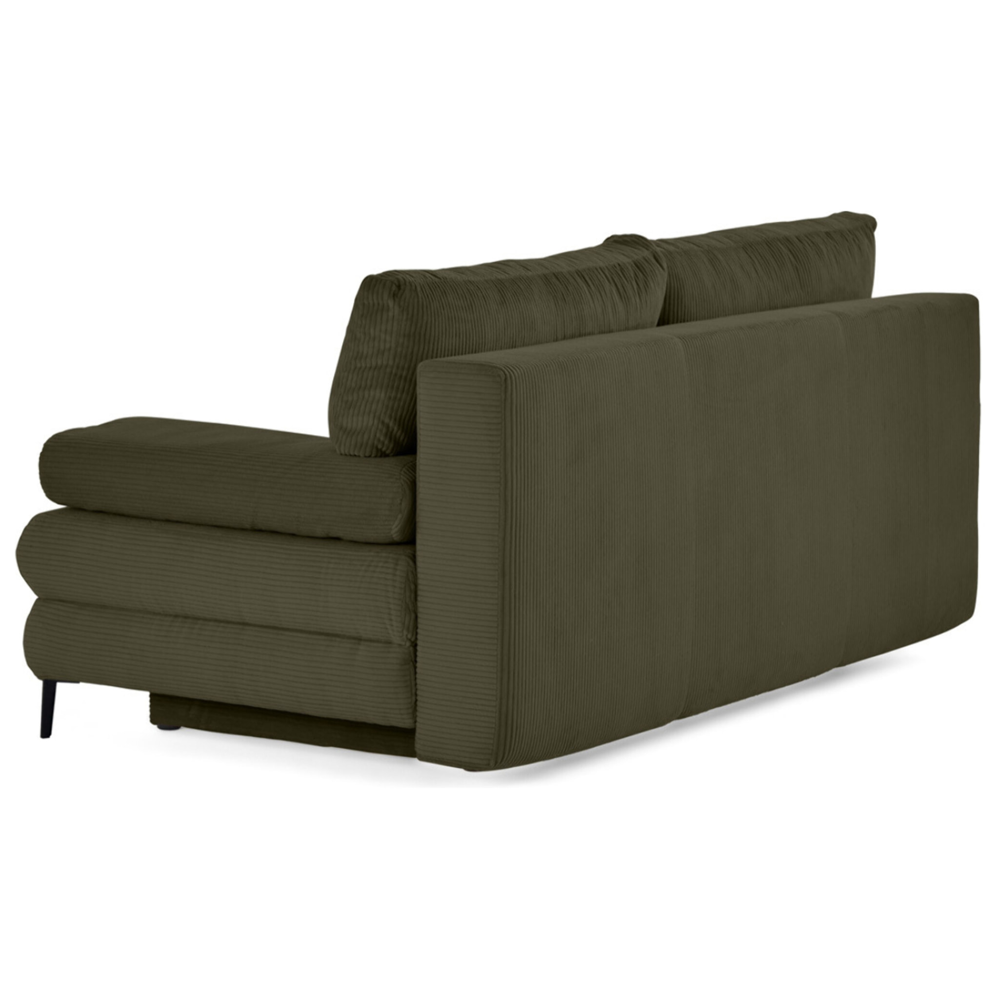 Elton - canapé 3 places convertible avec coffre en velours côtelé - Vert Kaki