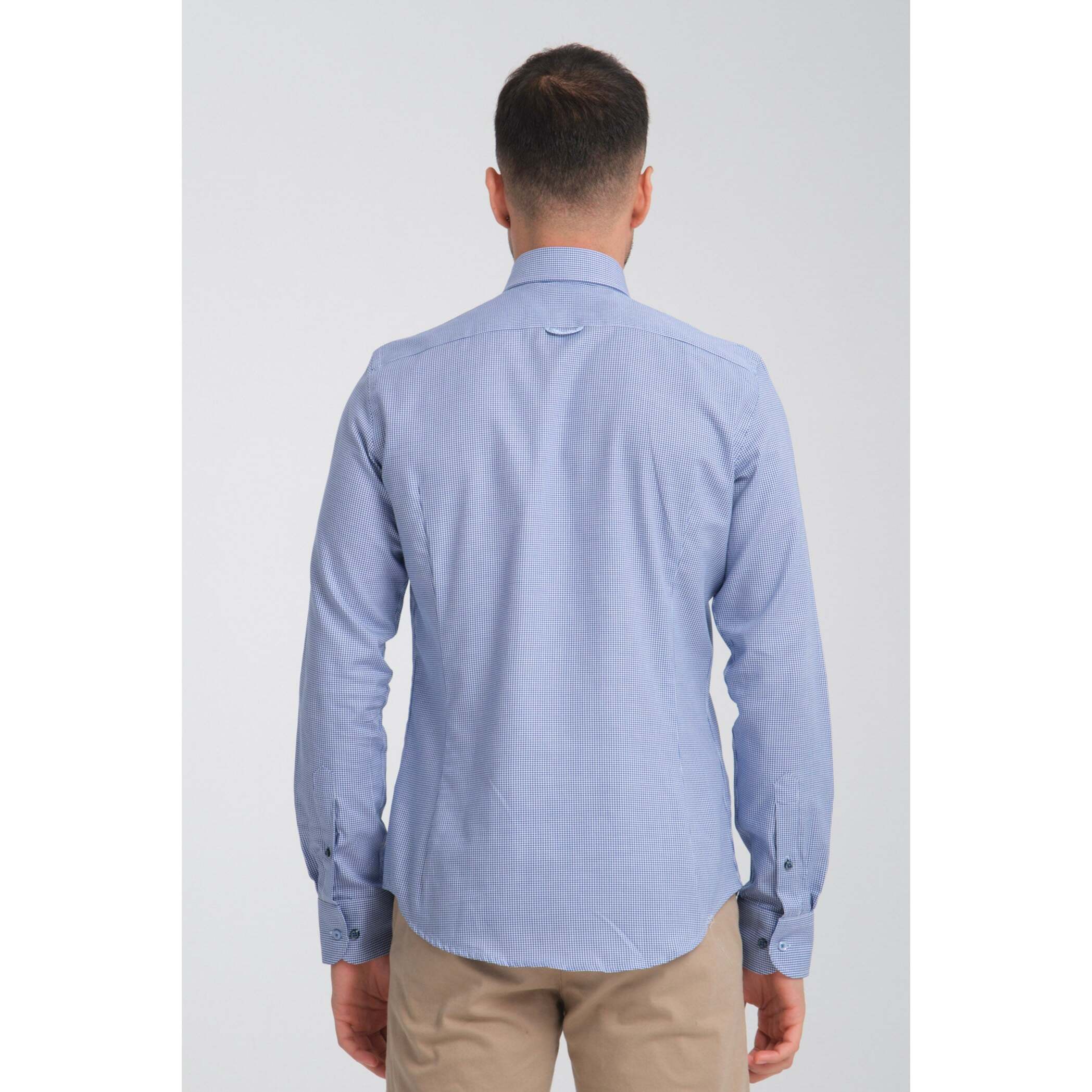 Camicia Uomo Botton Down Slim Armaturato Fantasia Avion e Bianco