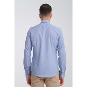 Camicia Uomo Botton Down Slim Armaturato Fantasia Avion e Bianco