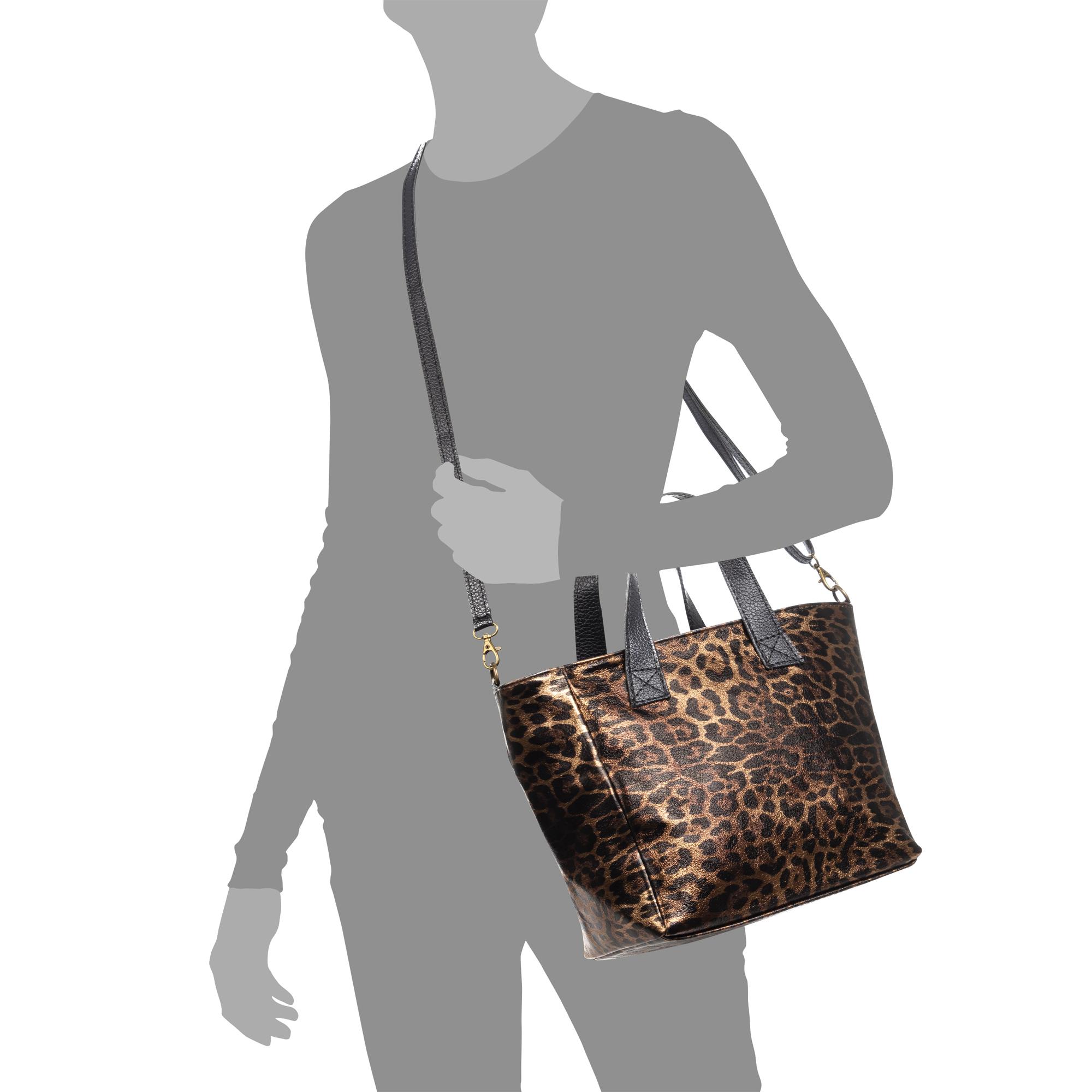 Cassandra bolso tote mujer. Piel auténtica Gamuza, animal print leopardo, lacado brillante.