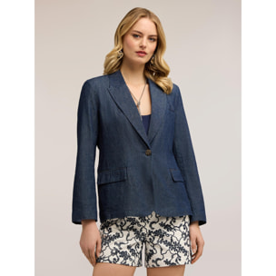 Motivi - Blazer monopetto in chambray - Blu