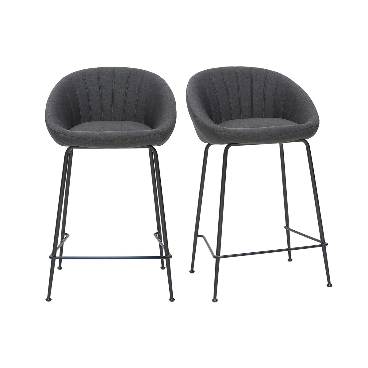 Tabourets de bar design tissu gris foncé 65 cm (lot de 2) SHERU