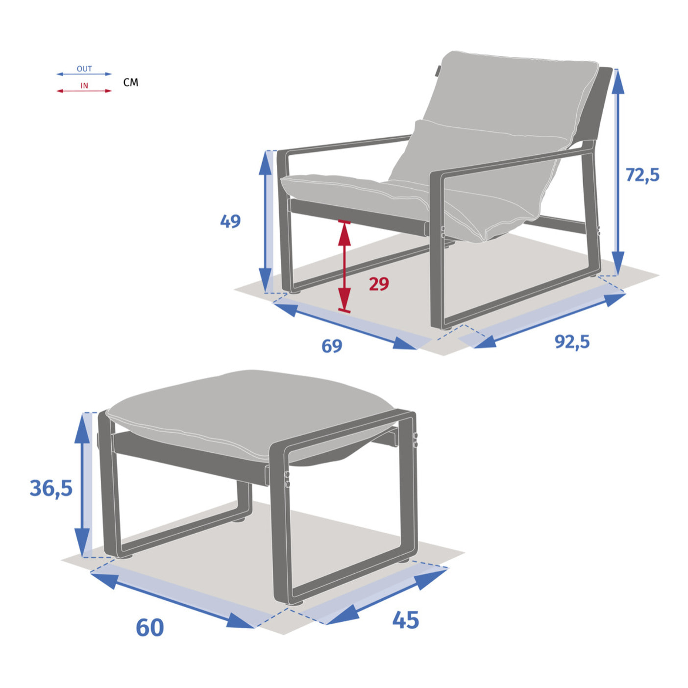 Fauteuil relax de jardin "Lambinio" blanc en aluminium en acier traité en epoxy