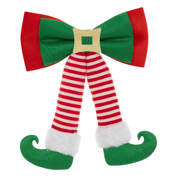 Nœud déco lutin 24x32cm vert et rouge